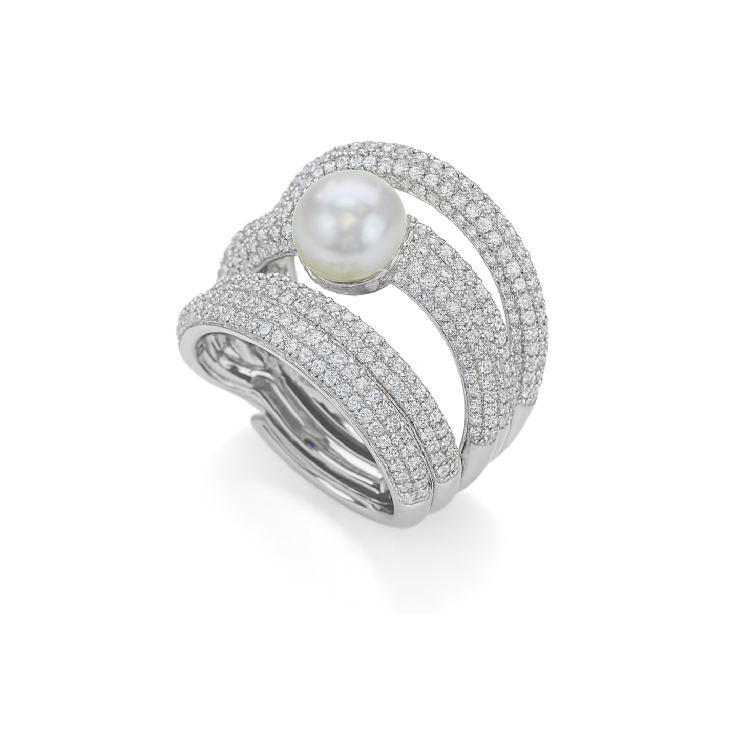 Anello fascia perla e swarovski