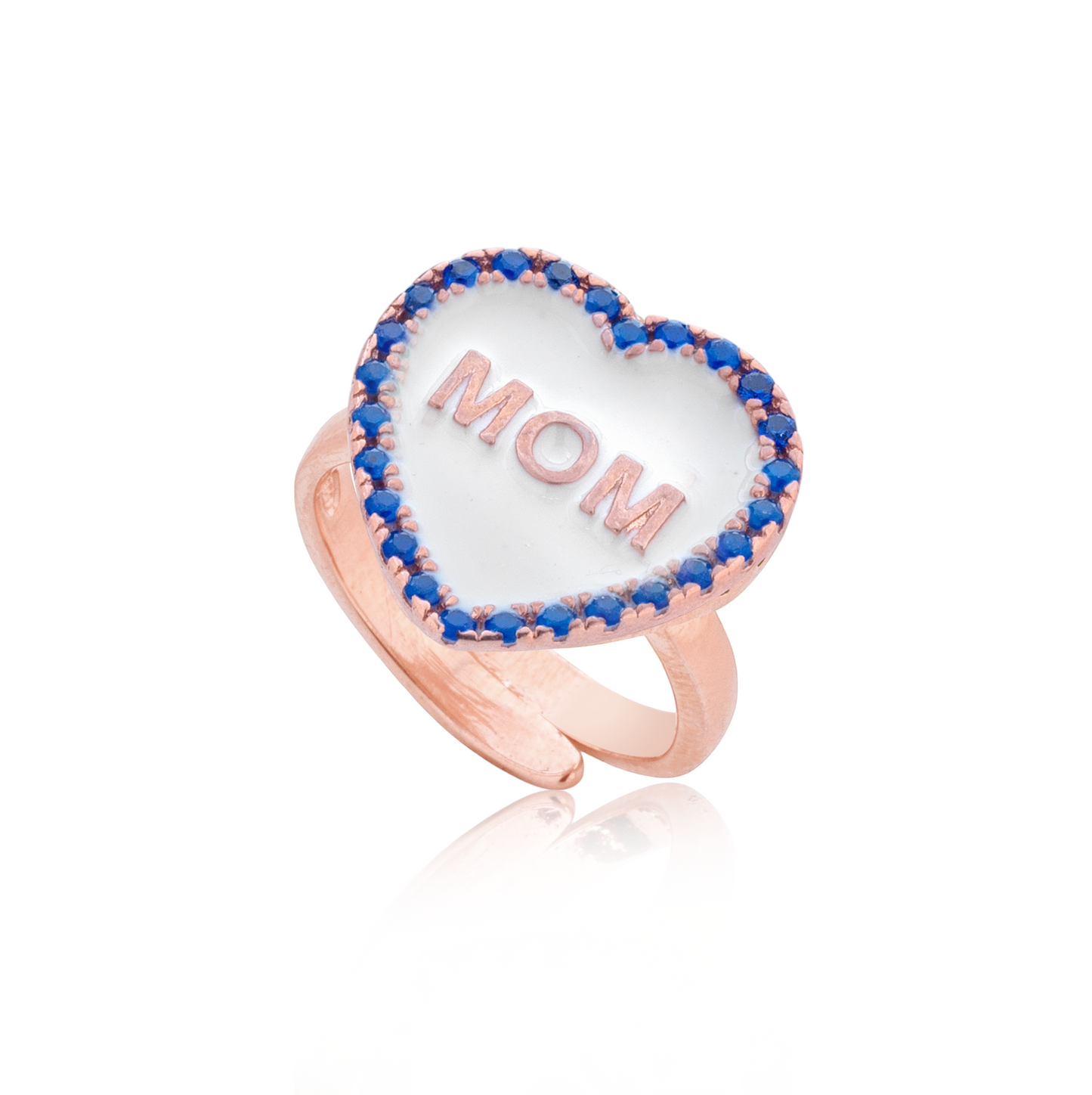 Anello cuore di mamma bianco