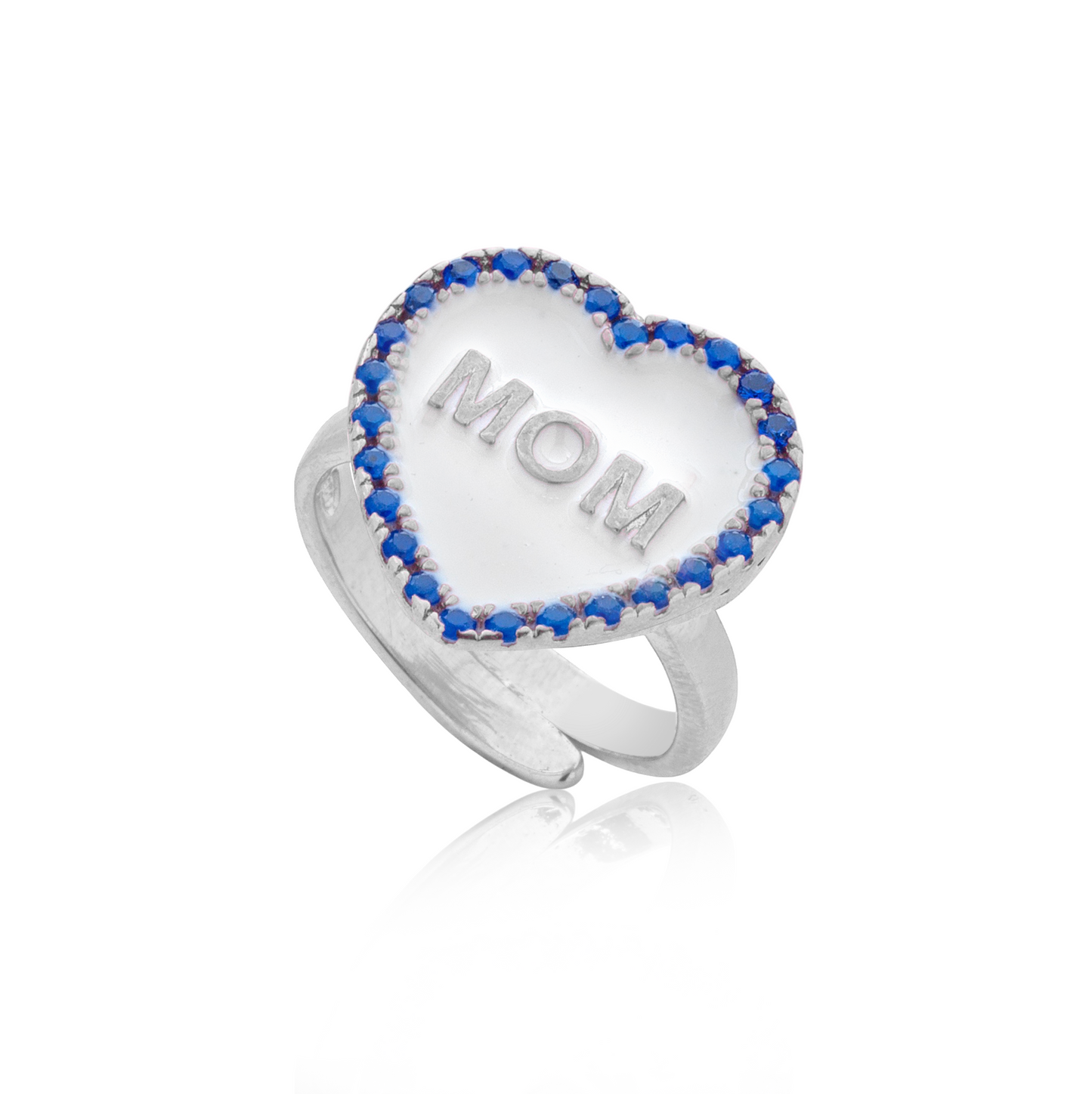 Anello cuore di mamma bianco