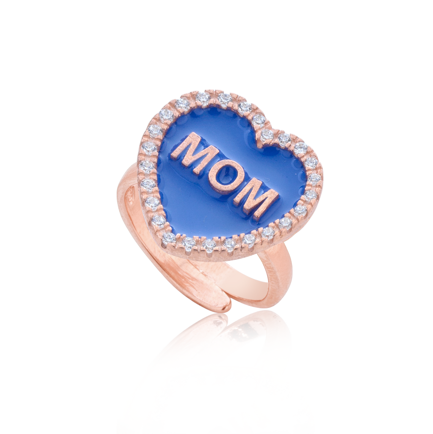 Anello cuore di mamma blu