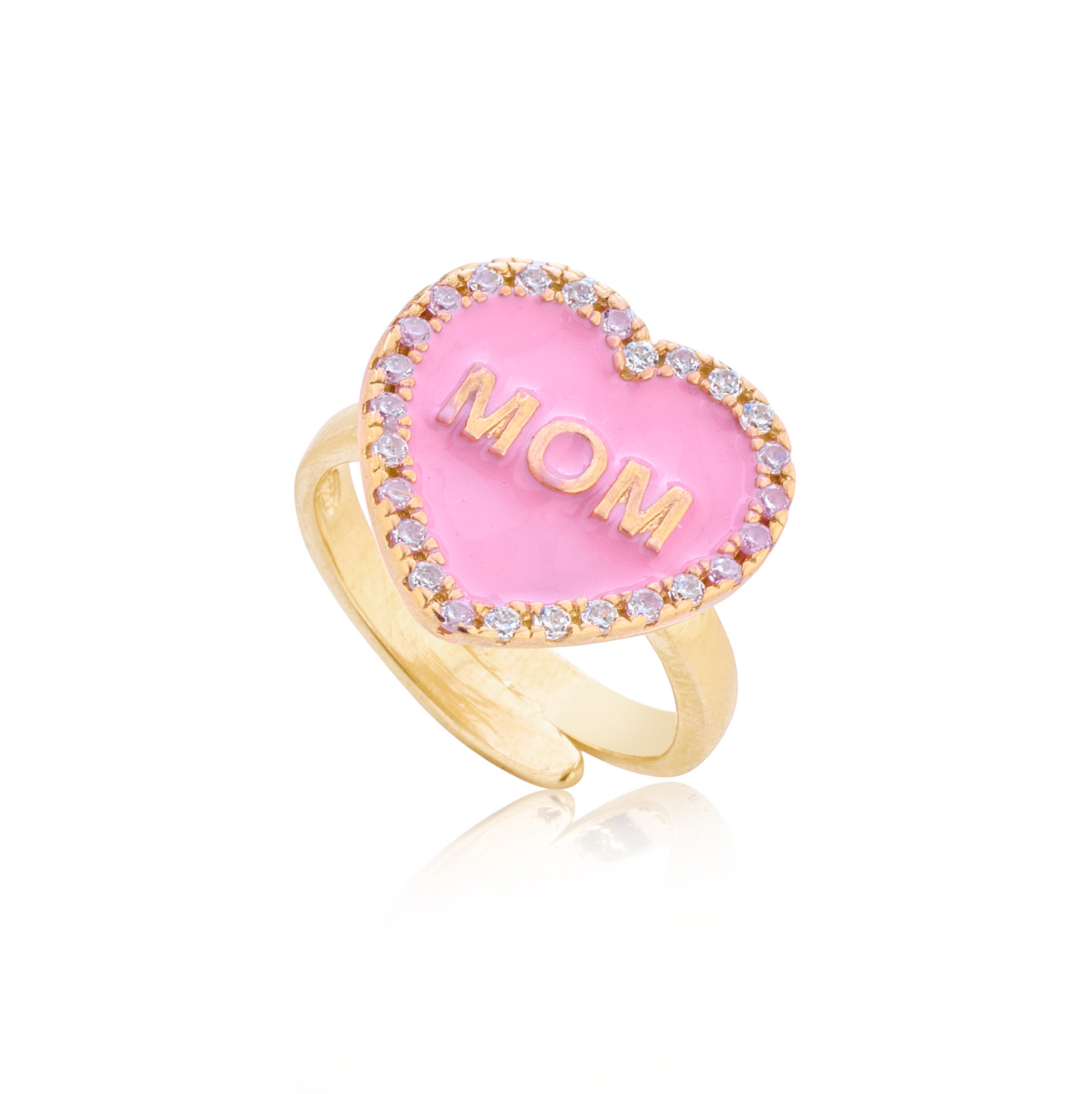 Anello cuore di mamma rosa