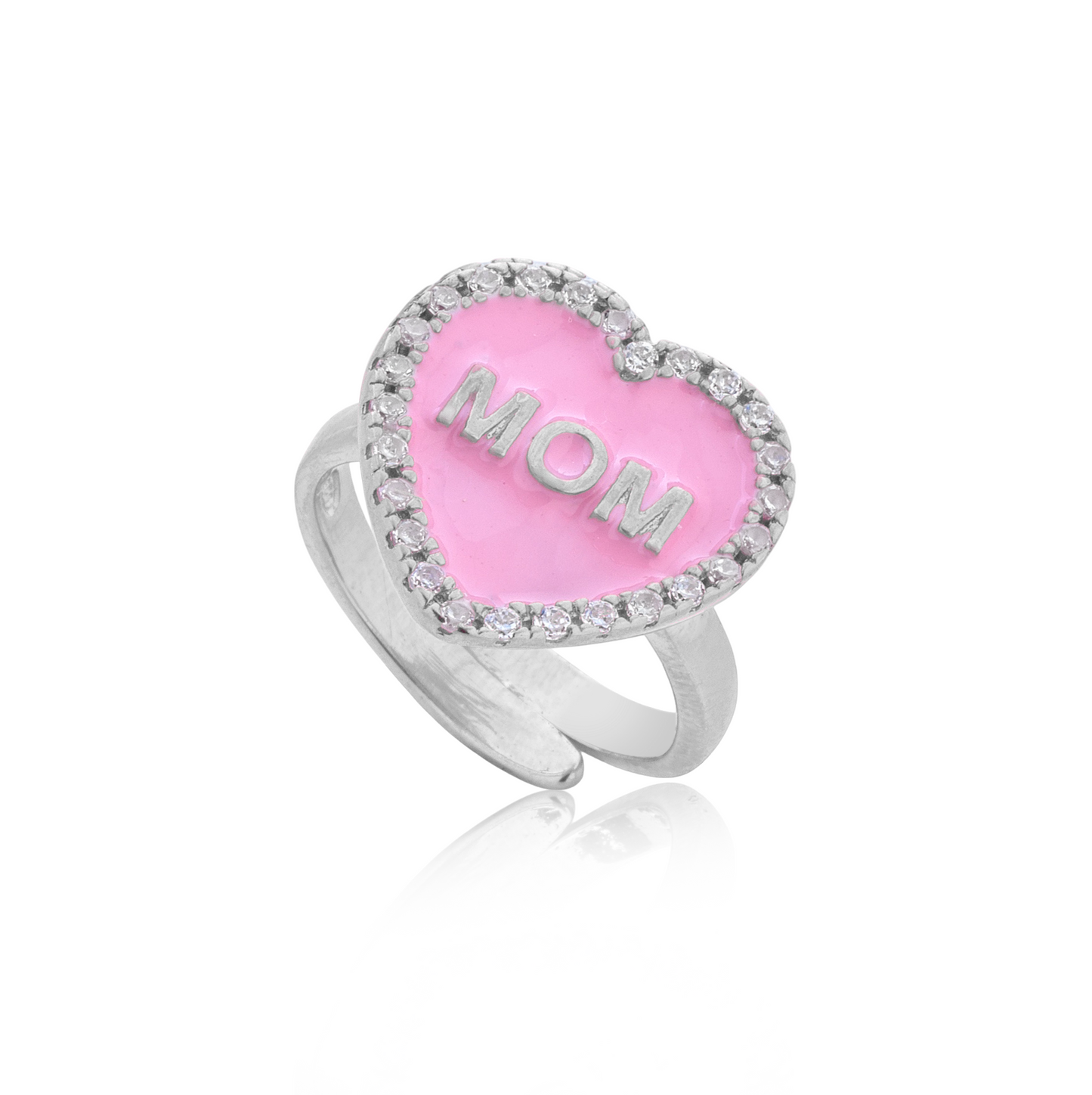 Anello cuore di mamma rosa