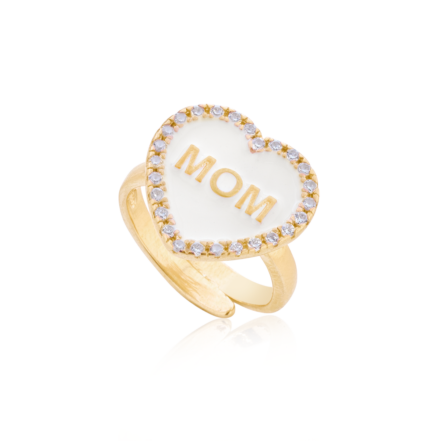 Anello cuore di mamma bianco