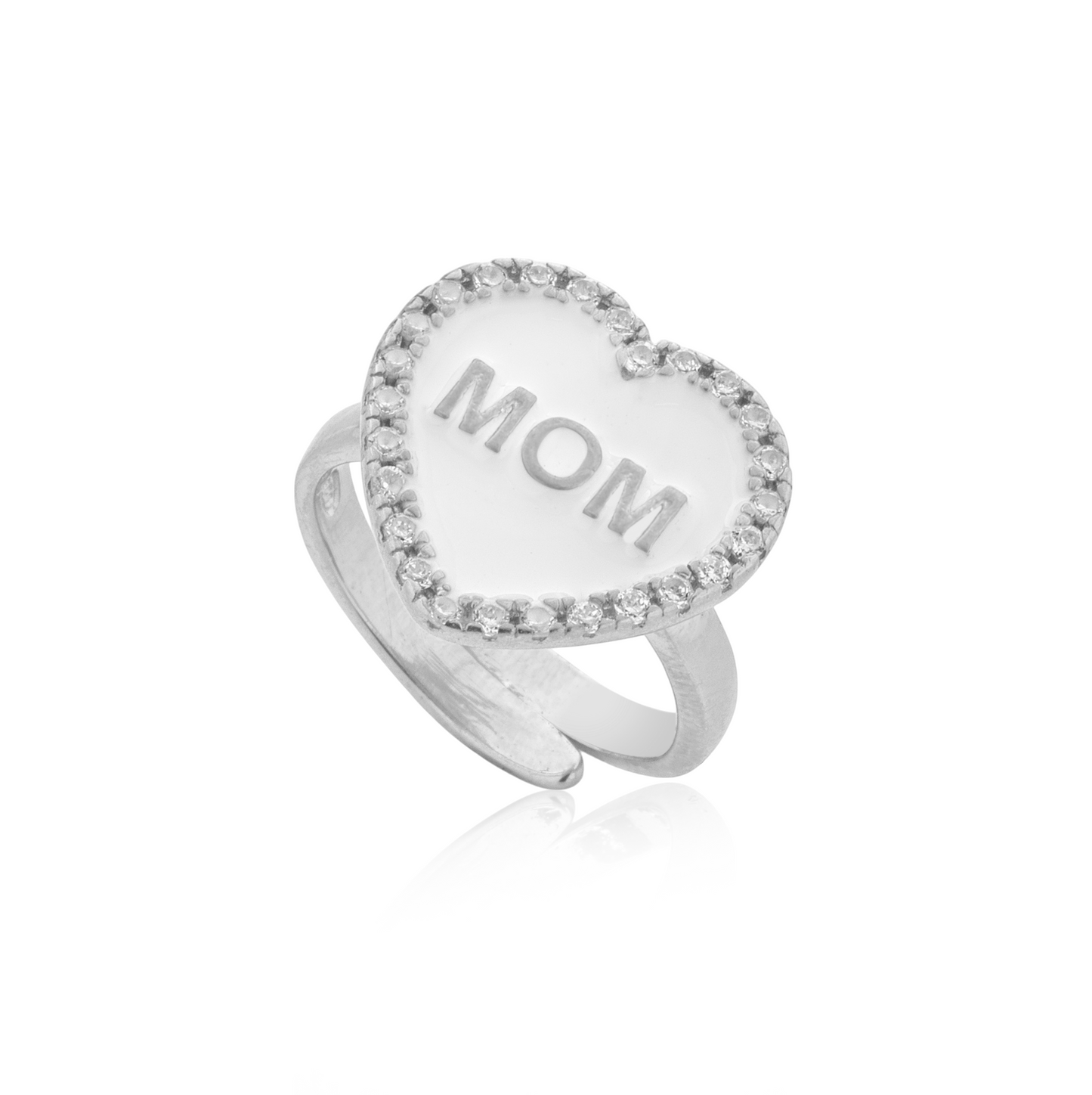 Anello cuore di mamma bianco