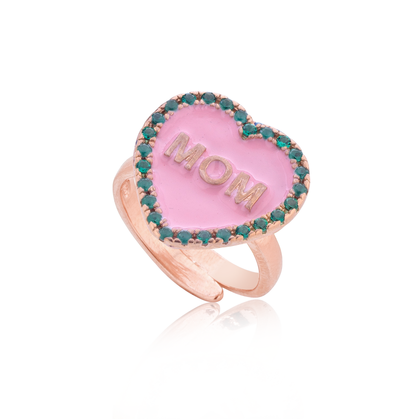 Anello cuore di mamma rosa