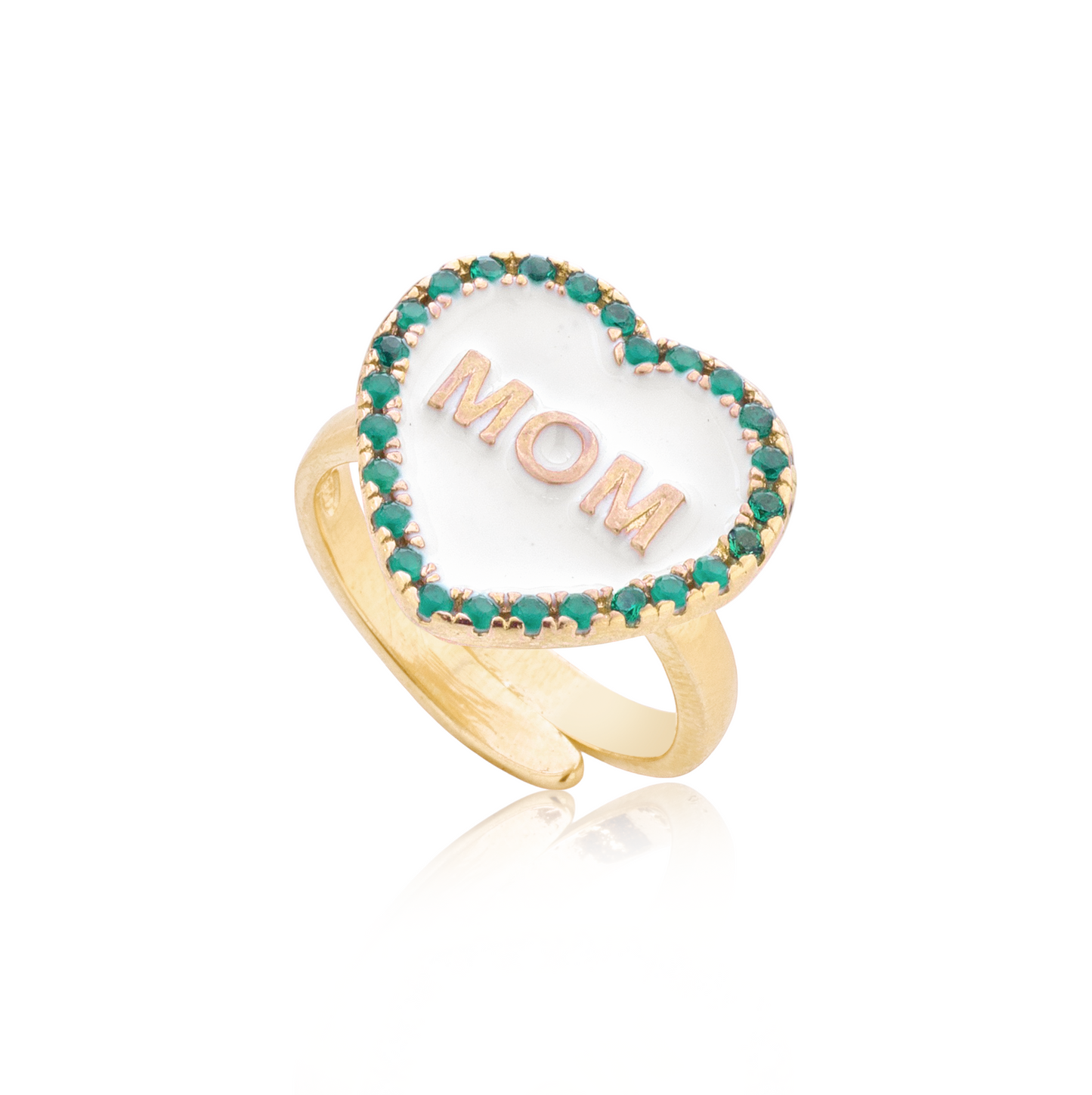 Anello cuore di mamma bianco