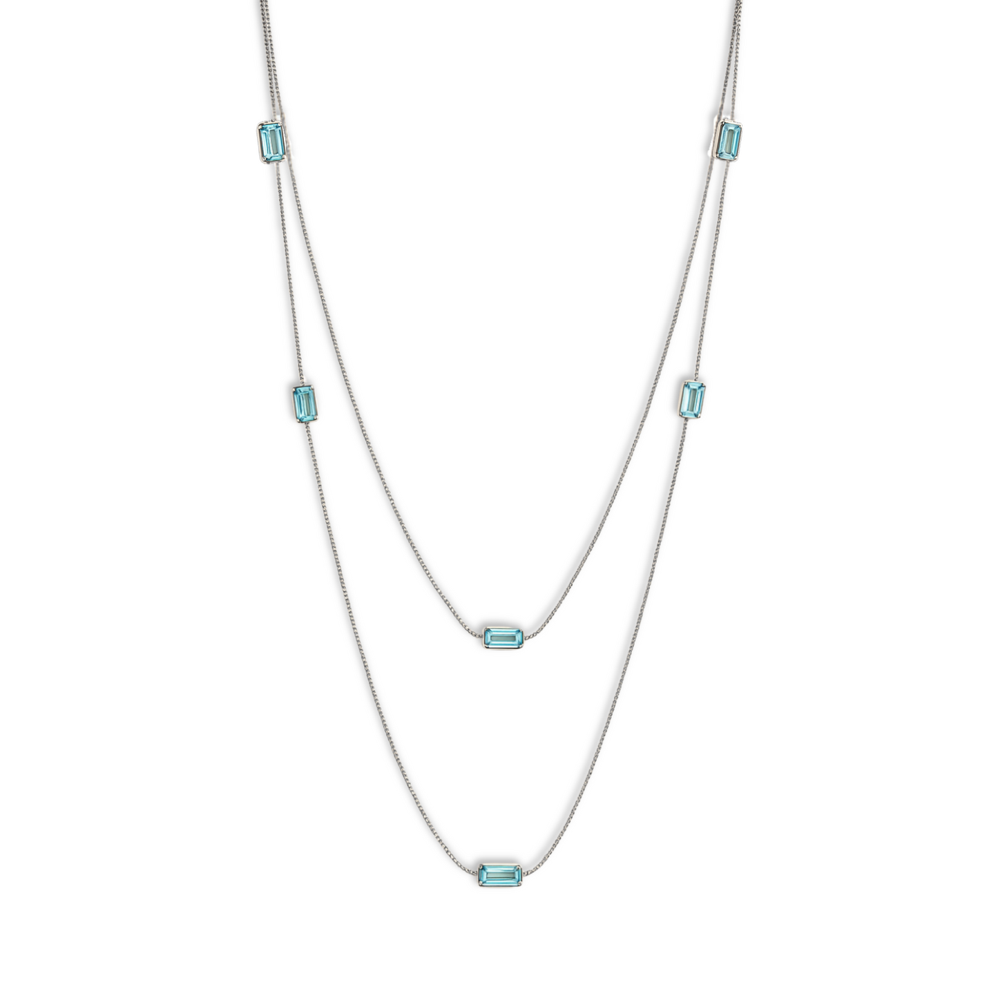 Collana con elementi baguette acquamarina