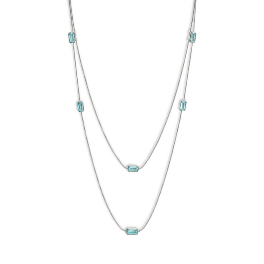 Collana con elementi baguette acquamarina