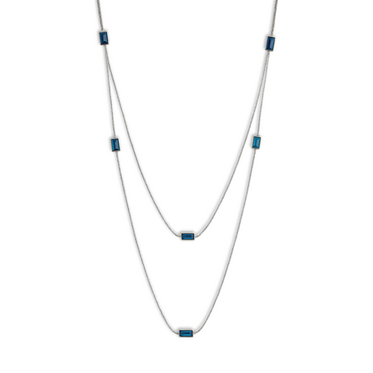 Collana con elementi baguette blu