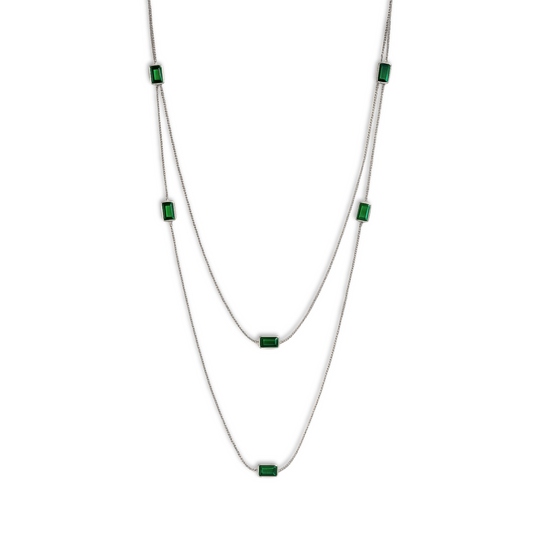 Collana con elementi baguette verdi