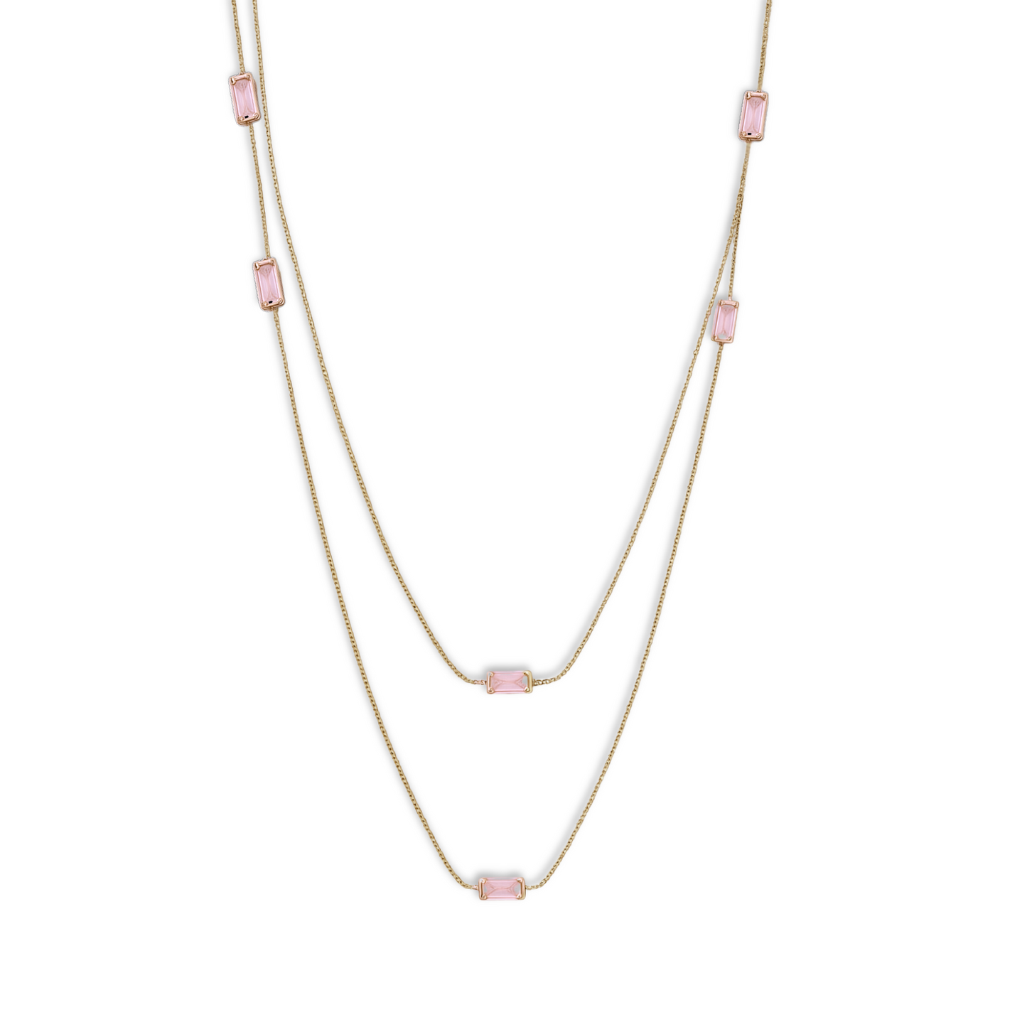 Collana con elementi baguette rosa