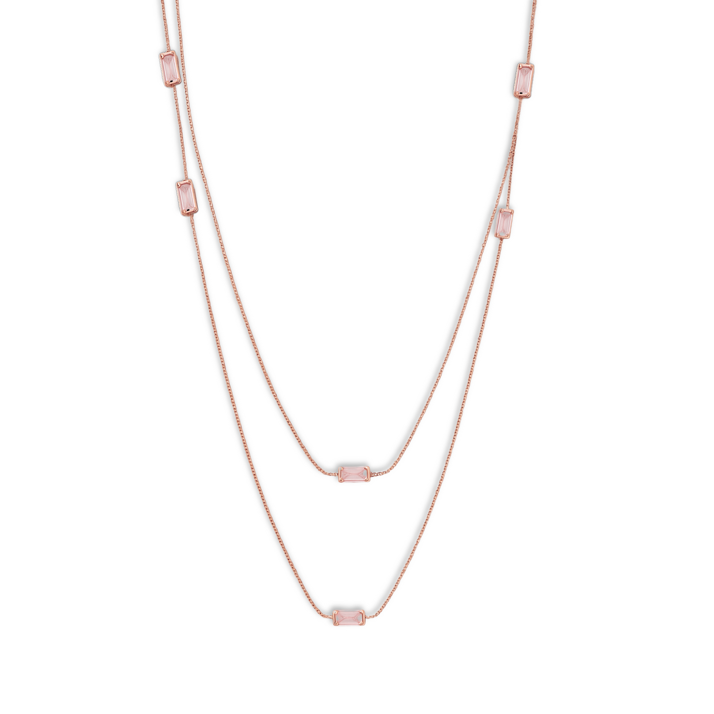 Collana con elementi baguette rosa