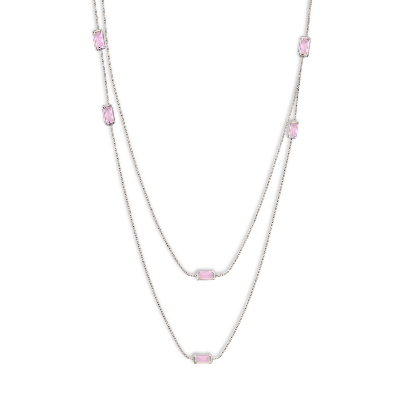 Collana con elementi baguette rosa