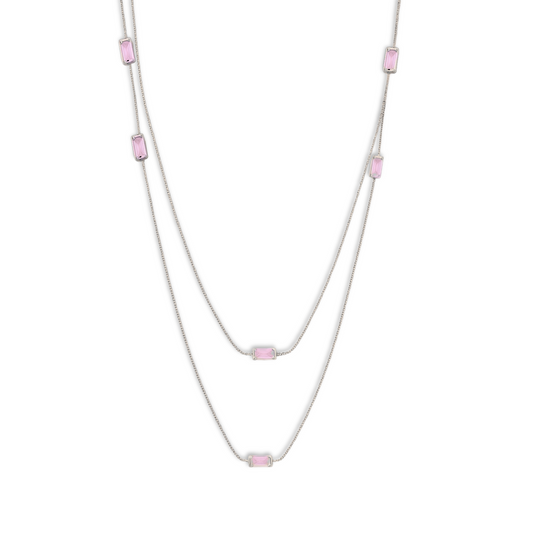 Collana con elementi baguette rosa