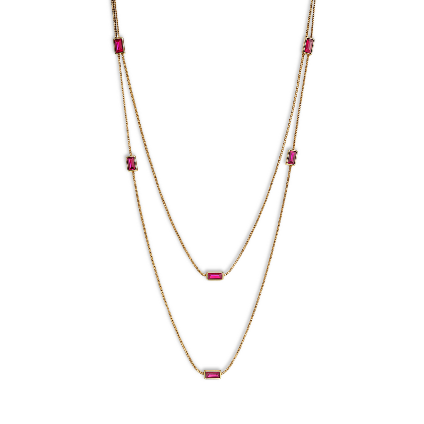 Collana con elementi baguette rossi