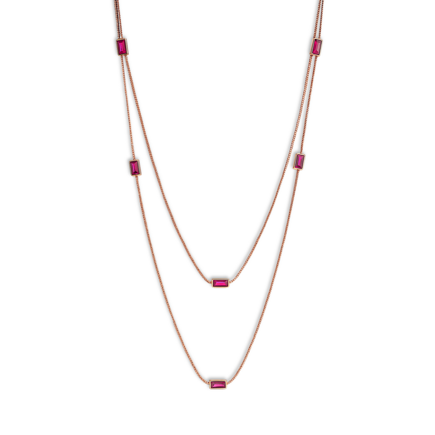 Collana con elementi baguette rossi