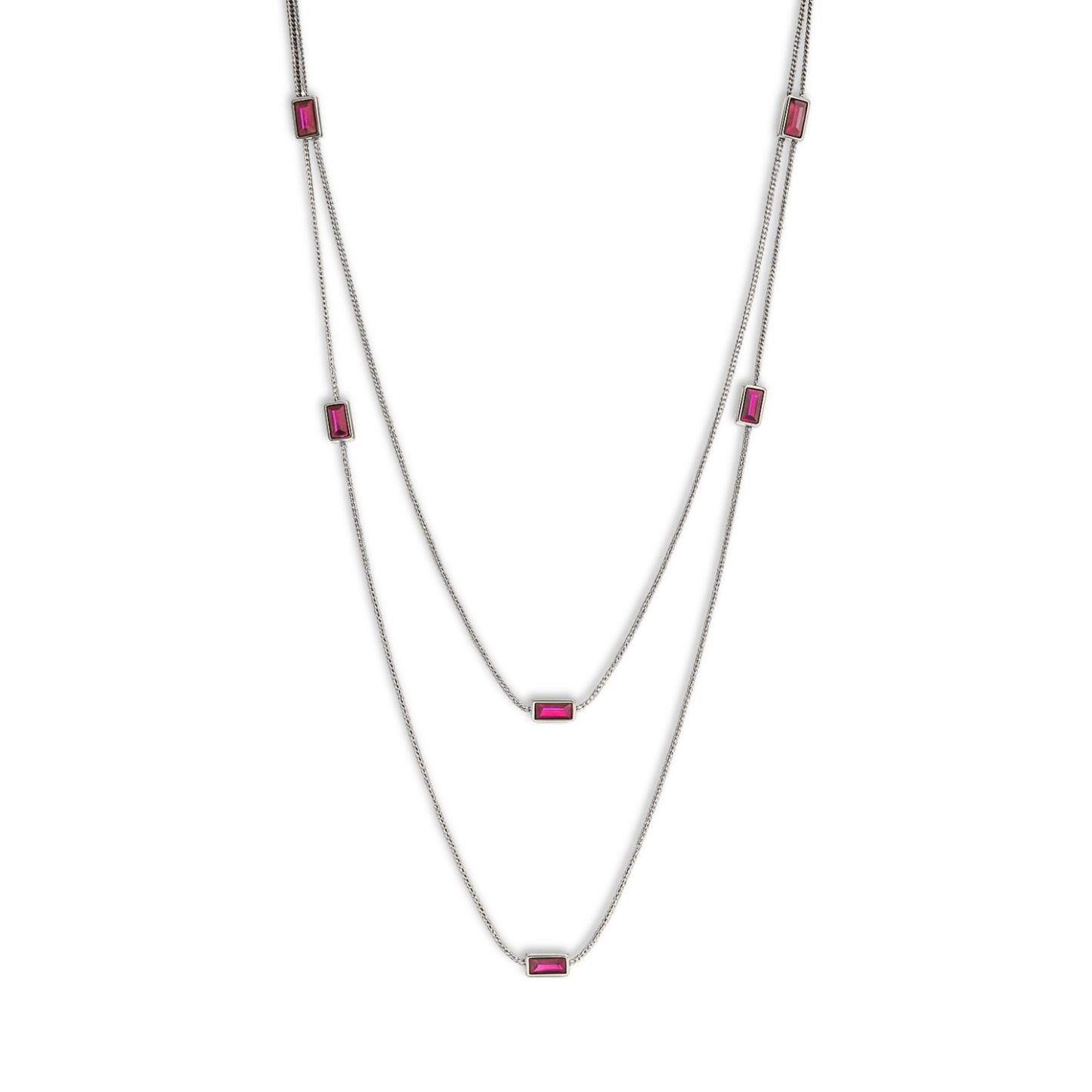 Collana con elementi baguette rossi