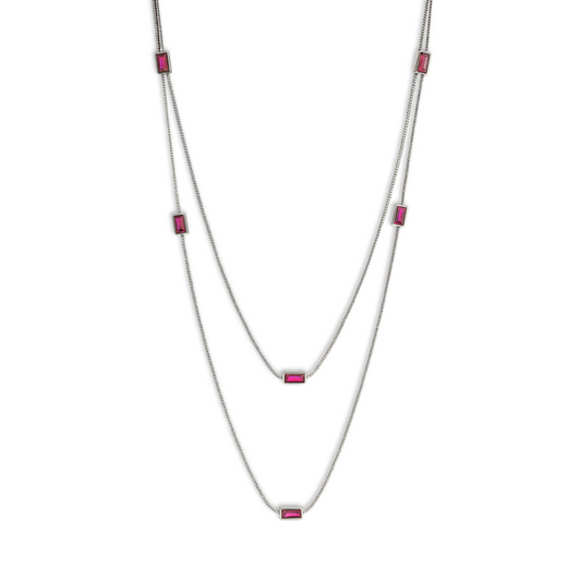 Collana con elementi baguette rossi