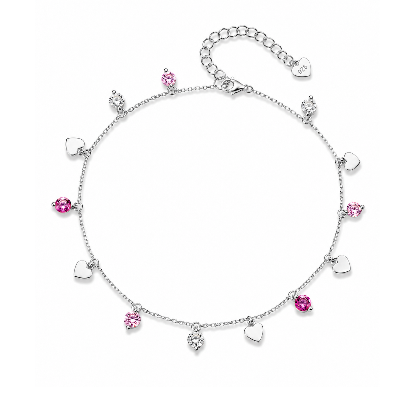 Cavigliera cuore swarovski rosa
