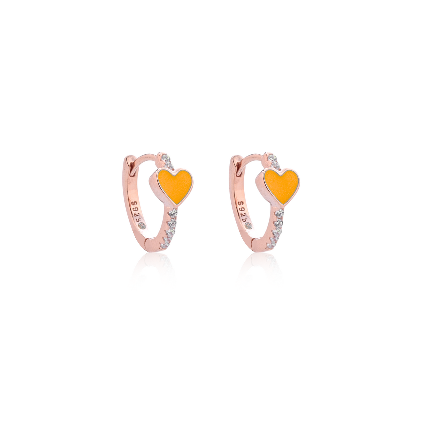 Orecchini cuore smaltato e swarovski