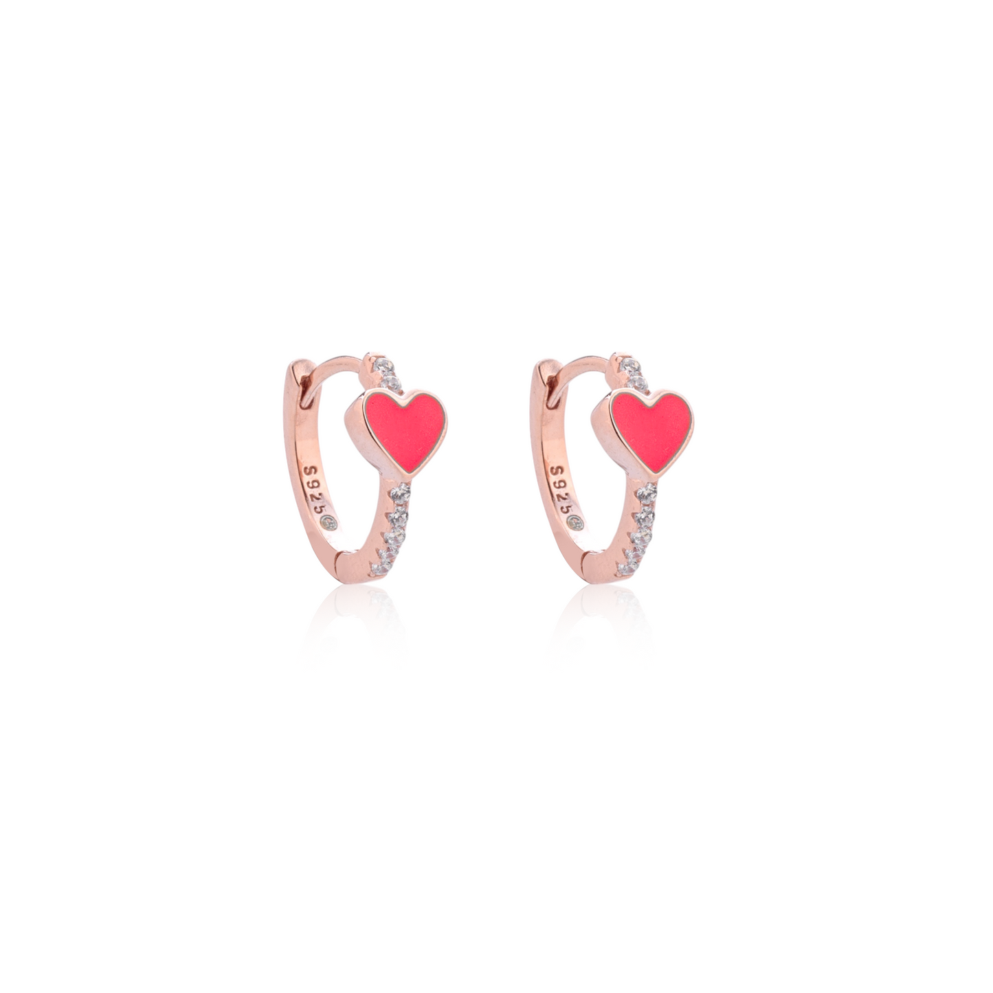 Orecchini cuore smaltato e swarovski