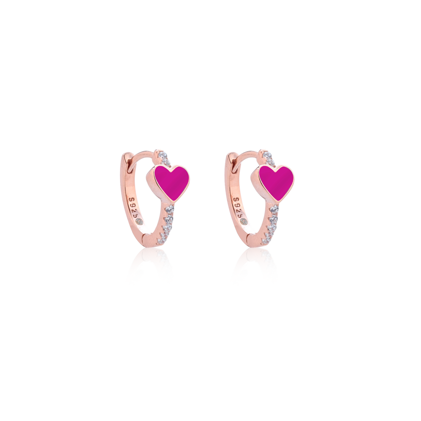 Orecchini cuore smaltato e swarovski