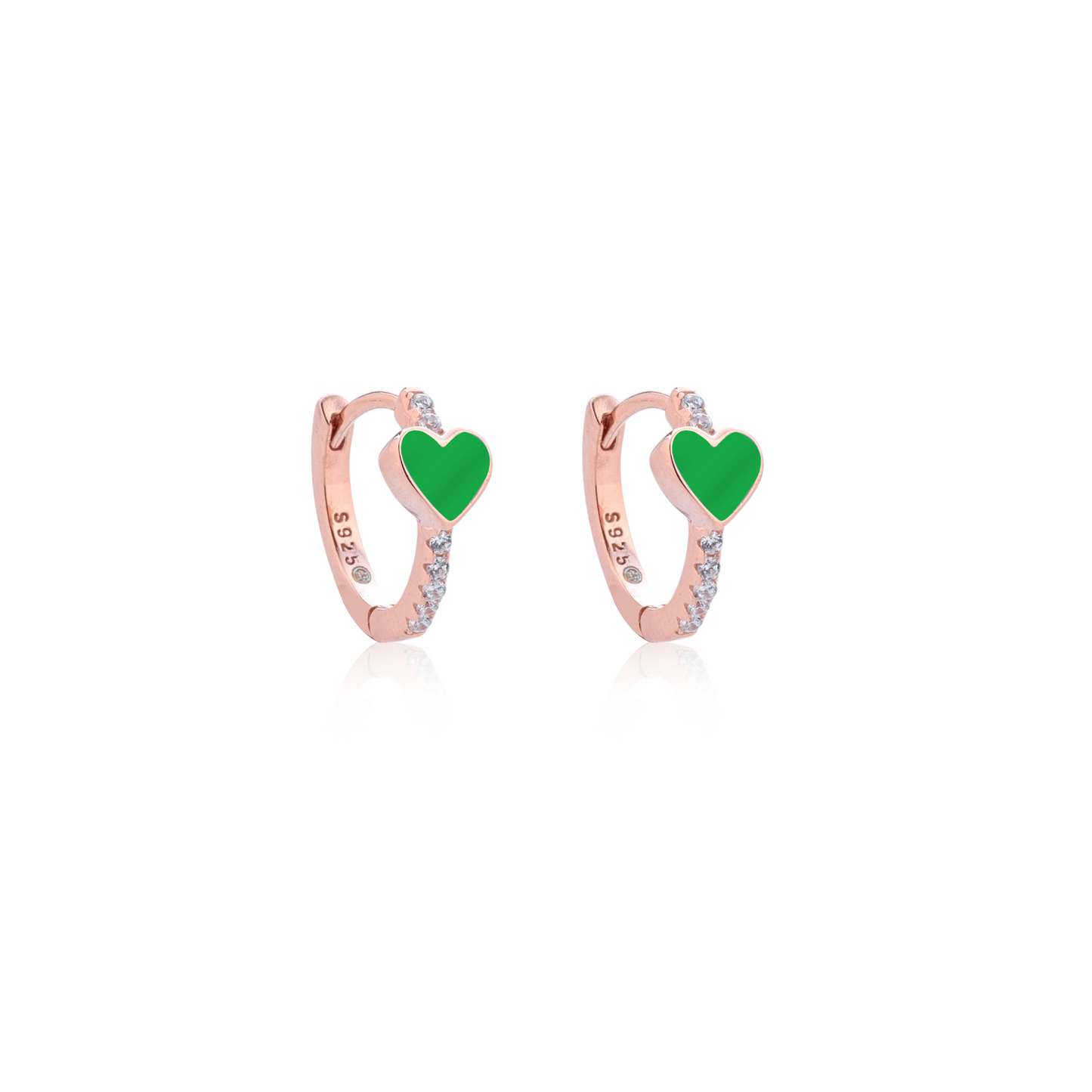 Orecchini cuore smaltato e swarovski