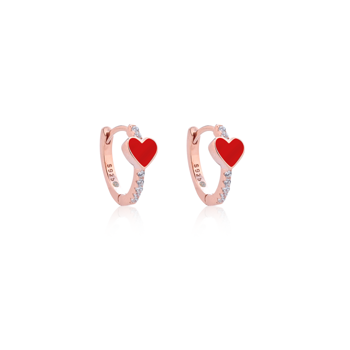Orecchini cuore smaltato e swarovski