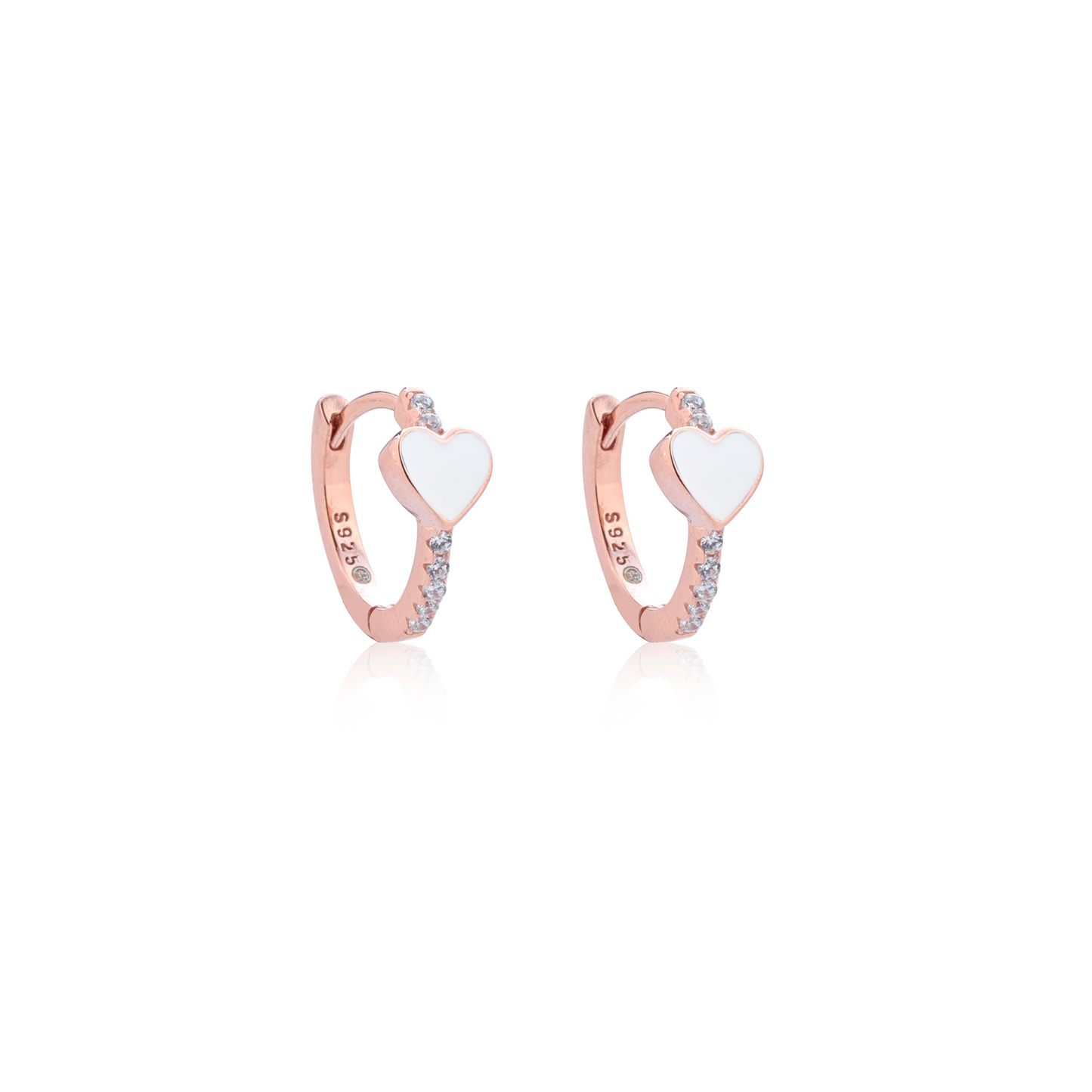 Orecchini cuore smaltato e swarovski