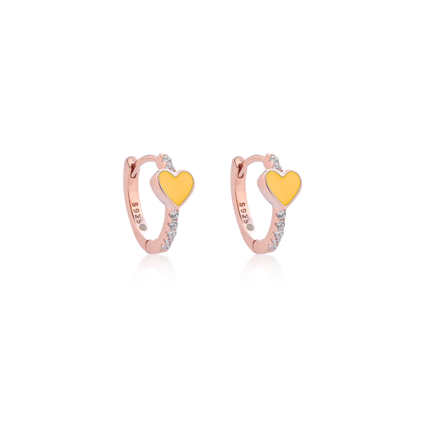 Orecchini cuore smaltato e swarovski