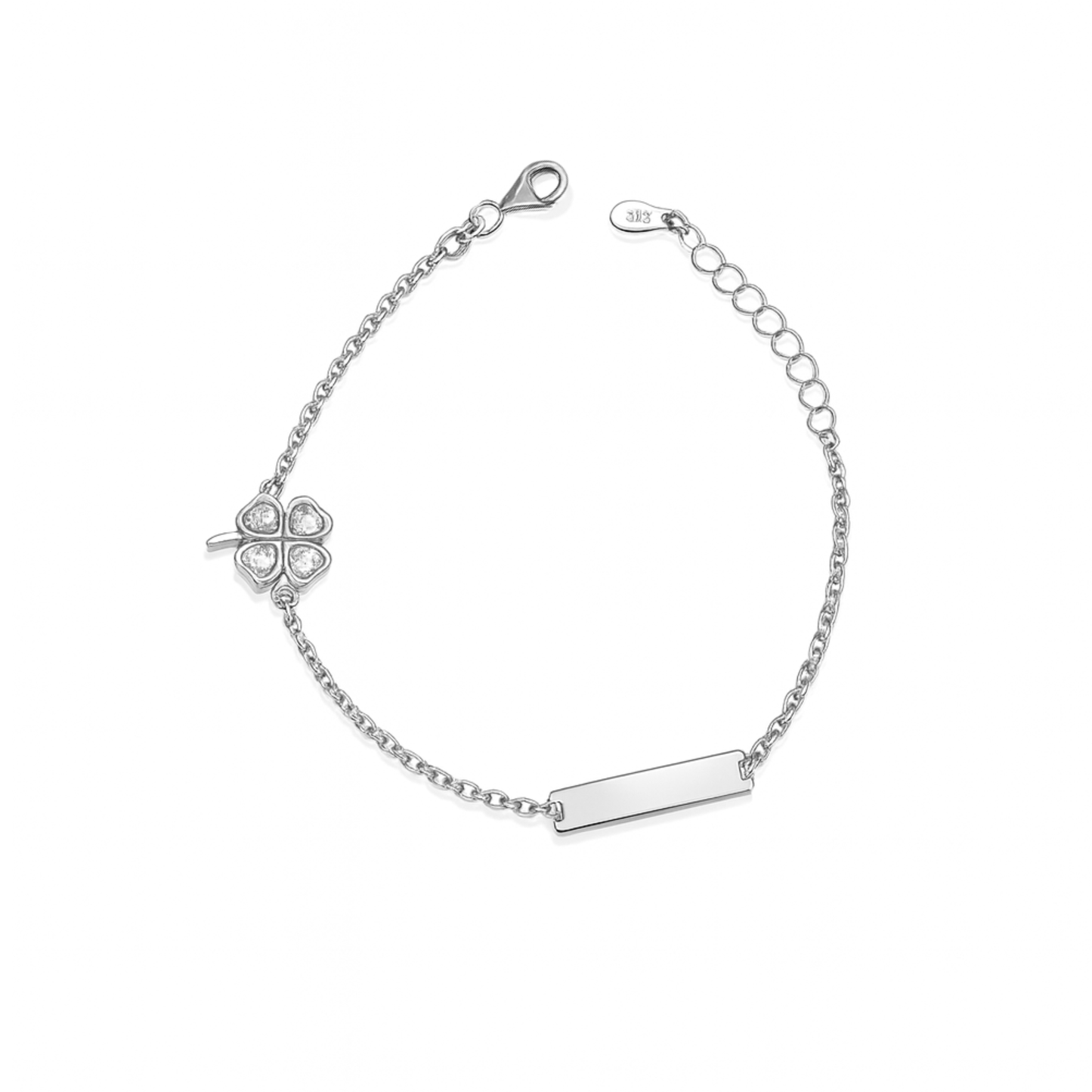 Bracciale baby targa con quadrifoglio