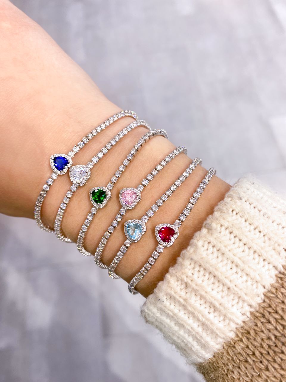 Heart tennis bracelet
