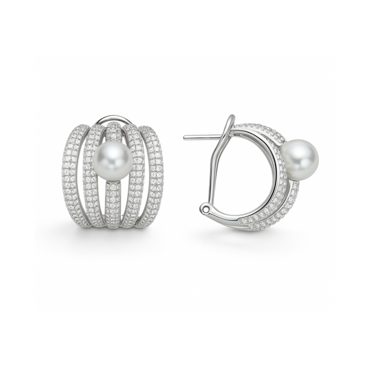 Orecchini fascia perla e swarovski