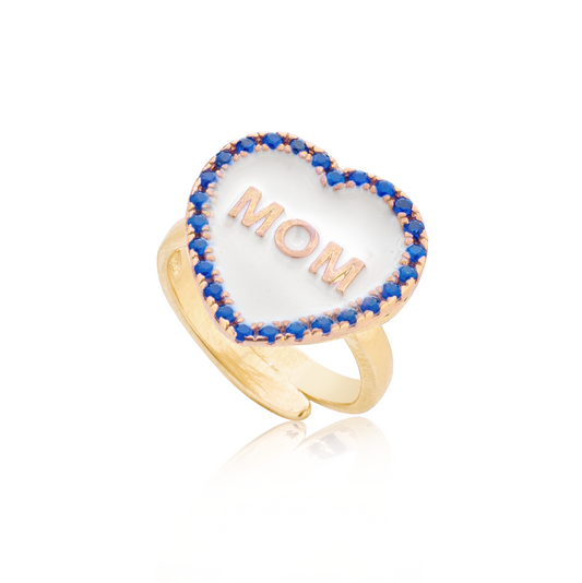 Anello cuore di mamma bianco
