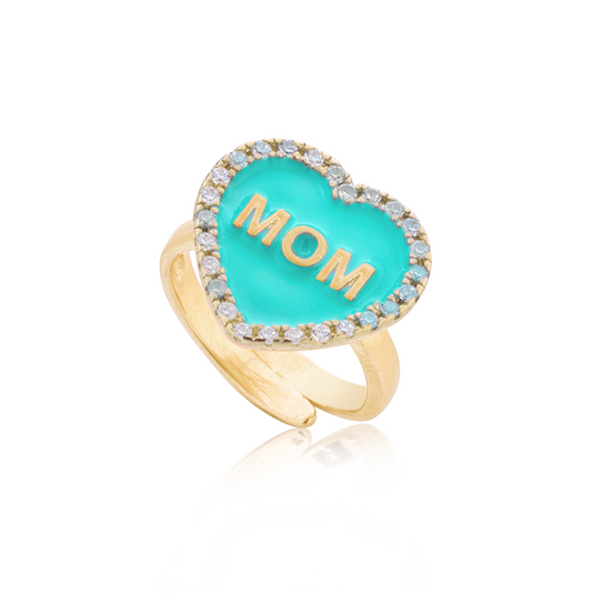Anello cuore di mamma azzurro