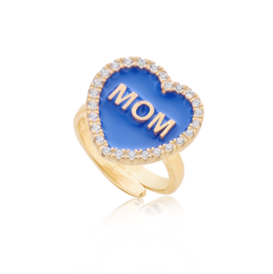 Anello cuore di mamma blu