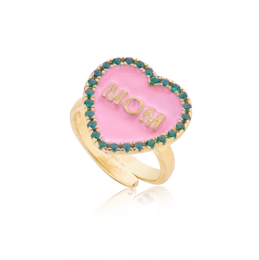 Anello cuore di mamma rosa