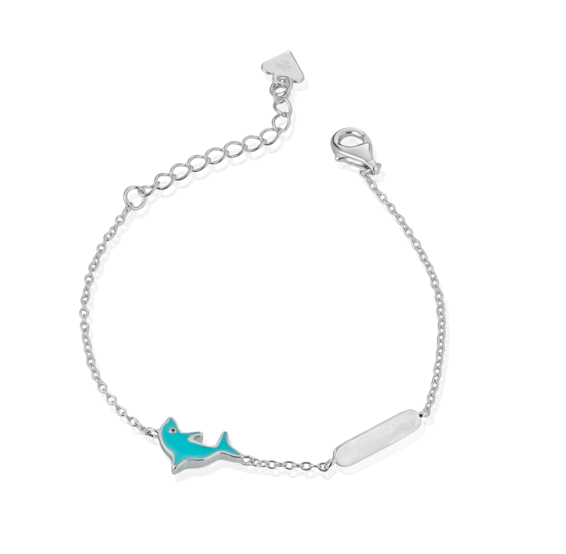 Aka Gioielli Bracciale Targhetta Bambino Argento 925 - Con Delfino Smaltato, Regalo Compleanno/Battesimo - Foto 3