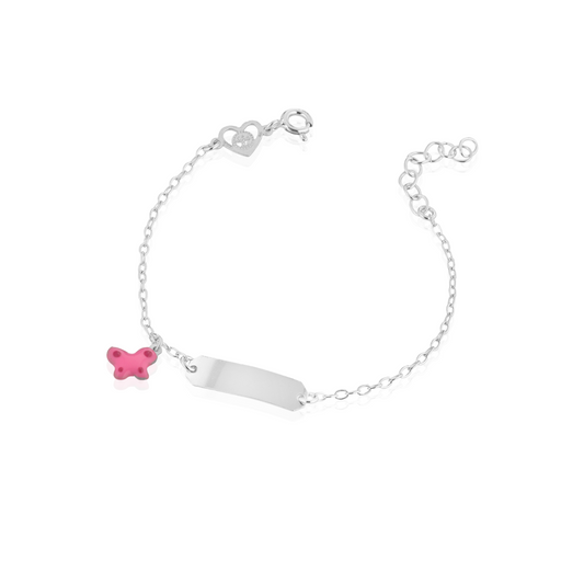 Bracciale baby targa con farfalla