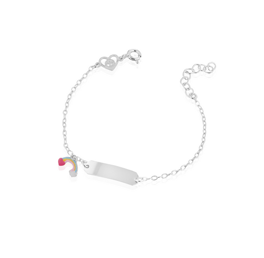 Bracciale baby targa con arcobaleno