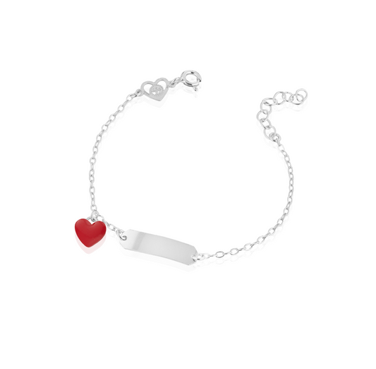 Bracciale baby targa con cuore