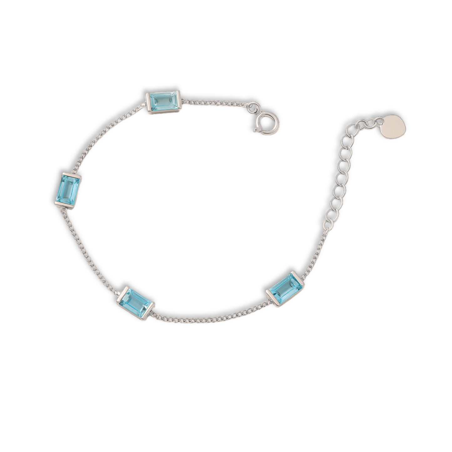 Bracciale con elementi baguette acquamarina