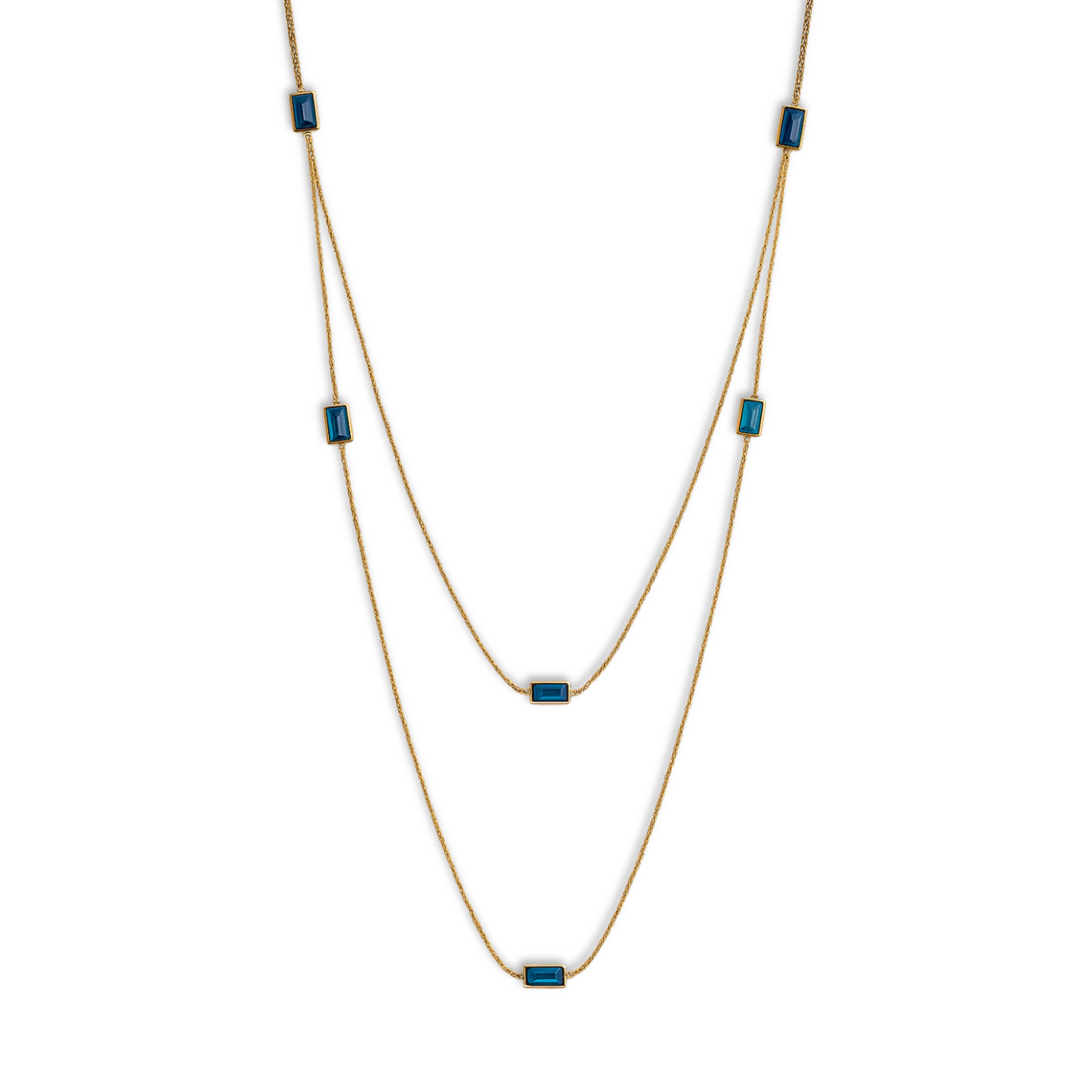Collana con elementi baguette blu