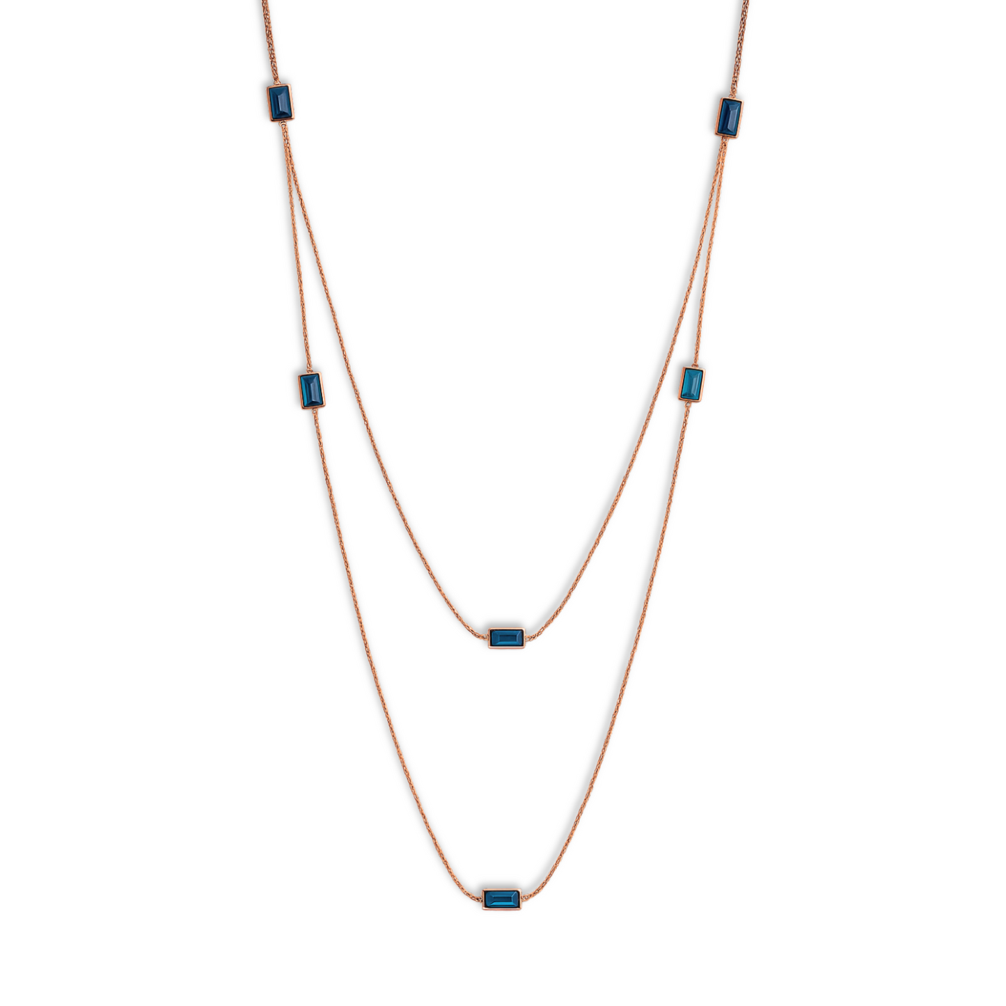 Collana con elementi baguette blu