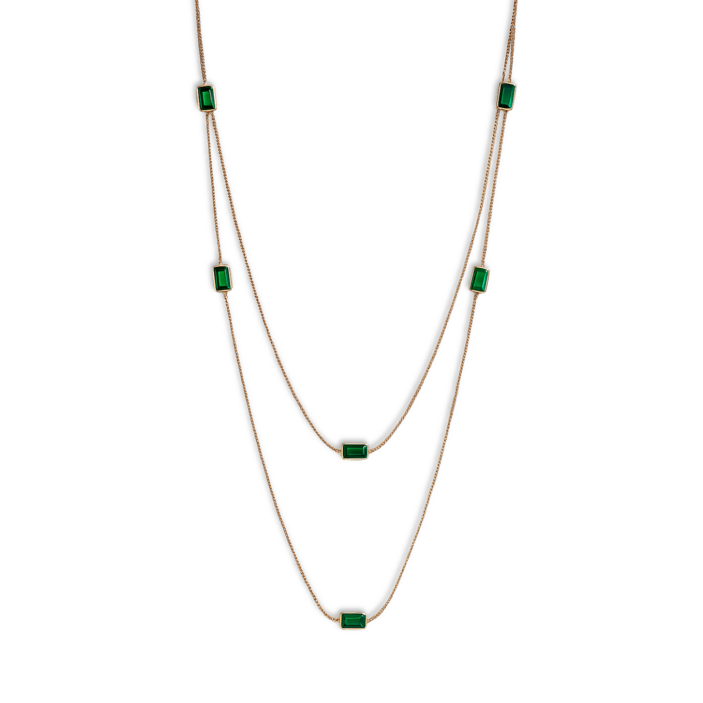 Collana con elementi baguette verdi