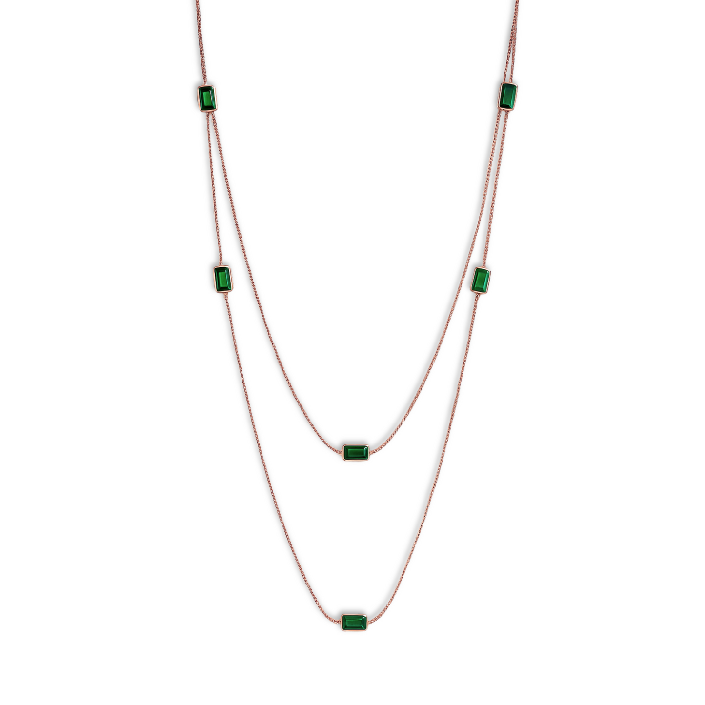 Collana con elementi baguette verdi