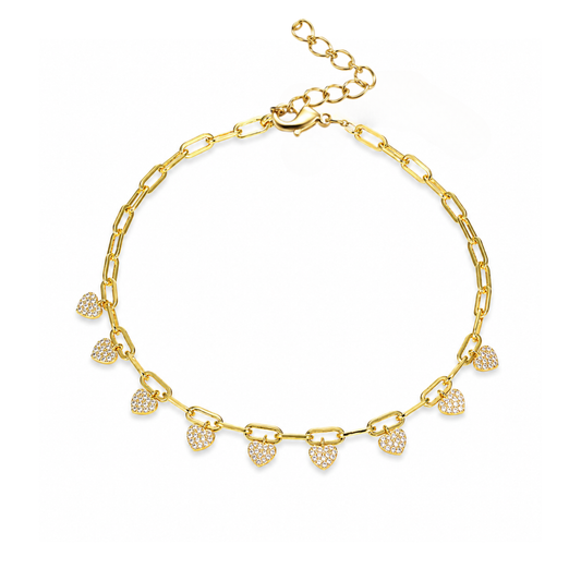 Cavigliera cuori swarovski